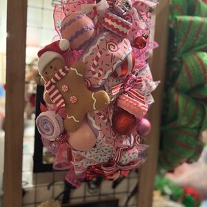 Festive Pink and Red Holiday  swag Wreath